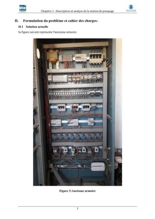 Chapitre 1 : Description et analyse de la station de pompage
7
II. Formulation du problème et cahier des charges:
II.1 Solution actuelle
la figure suivent représente l'ancienne armoire:
Figure 3:Ancienne armoire
 