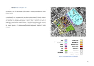  
	
  
28	
  
1.6.4. Situation existante de fait
En comparant la carte de l’affectation du sol avec celle de la situation existante de fait, on observe
plusieurs constats.
Le tissu urbain est plus hétérogène que les plans ne le laissaient présager. En effet, de nombreux
immeubles présentent une activité industrielle ou commerciale prédominante, en particulier dans la
zone de mixité. Ces immeubles sont présentés en bleus et foncés et mauves sur les cartes. Le
campus de la Plaine comprend quelques bâtiments de logements contrairement à ce qui est décrit
dans le PRAS. Les liserés commerciaux sont également légèrement différents. A l’inverse, il est
plus court sur l’avenue de la Couronne. Quant à la chaussée de Boondael, on observe de légères
différences.
	
  
	
  
	
  
	
  
	
  
Figure 23 : Carte de la situation existante de fait (PRAS, 2014)
 