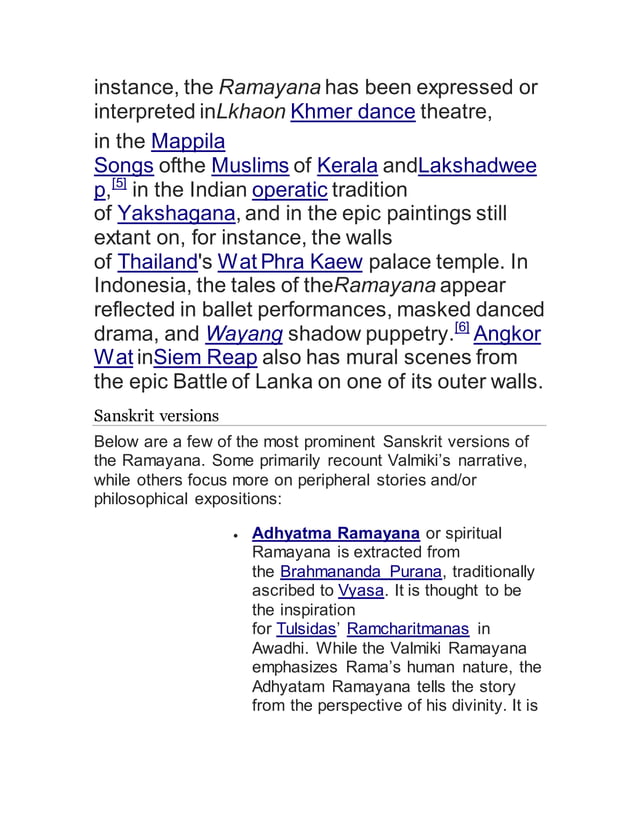 Versions Of Ramayana