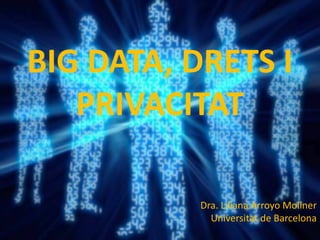 BIG DATA, DRETS I
PRIVACITAT
Dra. Liliana Arroyo Moliner
Universitat de Barcelona
 