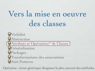 Pattern méta.   Packages   Itérations   Séquences   Archi.   Classes.   BD.


                               Anti-Patterns
         Blob ou la
        classe Dieu




03/11                                        71 /88
 