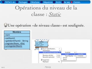 Pattern méta.   Packages   Itérations   Séquences   Archi.   Classes.   BD.


                               Association...




03/11                                        73 /88
 