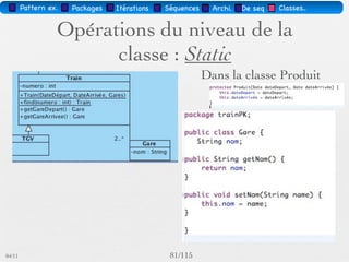 Pattern méta.   Packages   Itérations   Séquences   Archi.   Classes.   BD.

                   Association:
        De la conception à l’implémentation




03/11                                        75 /88
 