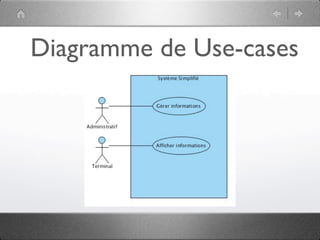 Afﬁcher Informations : niveau Conception


       index_SI_View.php




            class SI_Controller {
            	    	     	    public function index($args) {
            	    	     	    	     $view = new Index_SI_View();
            	    	     	    	     $view->display();
            	    	     	    }
                                                        SI_Controller.php
            	    	     	
            	    	     	    public function display($args) {
            	    	     	    	     header('Content-type: text/xml');
              	 	      	    	     $res='<?xml version="1.0"?><data>';
            	    	     	        $infos = Information::findAll();
            	    	     	        foreach($infos as $tmpInformation) {
                   	   	    	     	    $res = $res.$tmpInformation->toXML() ;
                		     	    }
                		     	    $res=$res.'</data>';
 