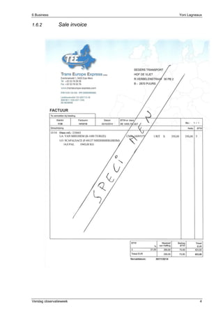 6 Business Yoni Lagneaux
Verslag observatieweek 4
1.6.2 Sale invoice
 
