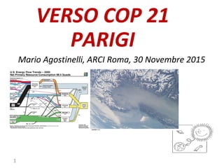 VERSO COP 21
PARIGI
PER UNA RICONVERSIONE
ECONOMICA DELL’ECONOMIA
Mario Agostinelli, ARCI Roma, 30 Novembre 2015
1
 
