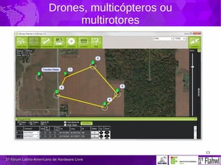 13
1º Fórum Latino-Americano de Hardware Livre1º Fórum Latino-Americano de Hardware Livre
Drones, multicópteros ou
multirotores