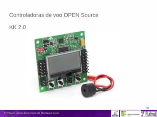 20
1º Fórum Latino-Americano de Hardware Livre1º Fórum Latino-Americano de Hardware Livre
Controladoras de voo OPEN Source
KK 2.0