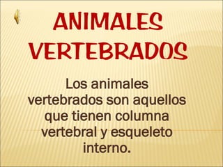 Los animales vertebrados son aquellos que tienen columna vertebral y esqueleto interno. 