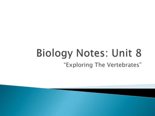 Biology Notes: Unit 8 “Exploring The Vertebrates” 