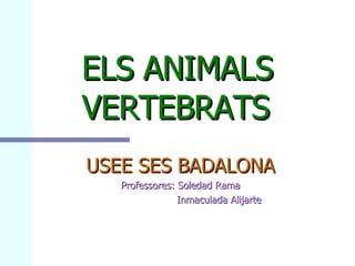 ELS  ANIMALS    VERTEBRATS USEE SES BADALONA Professores: Soledad Rama Inmaculada Alijarte 
