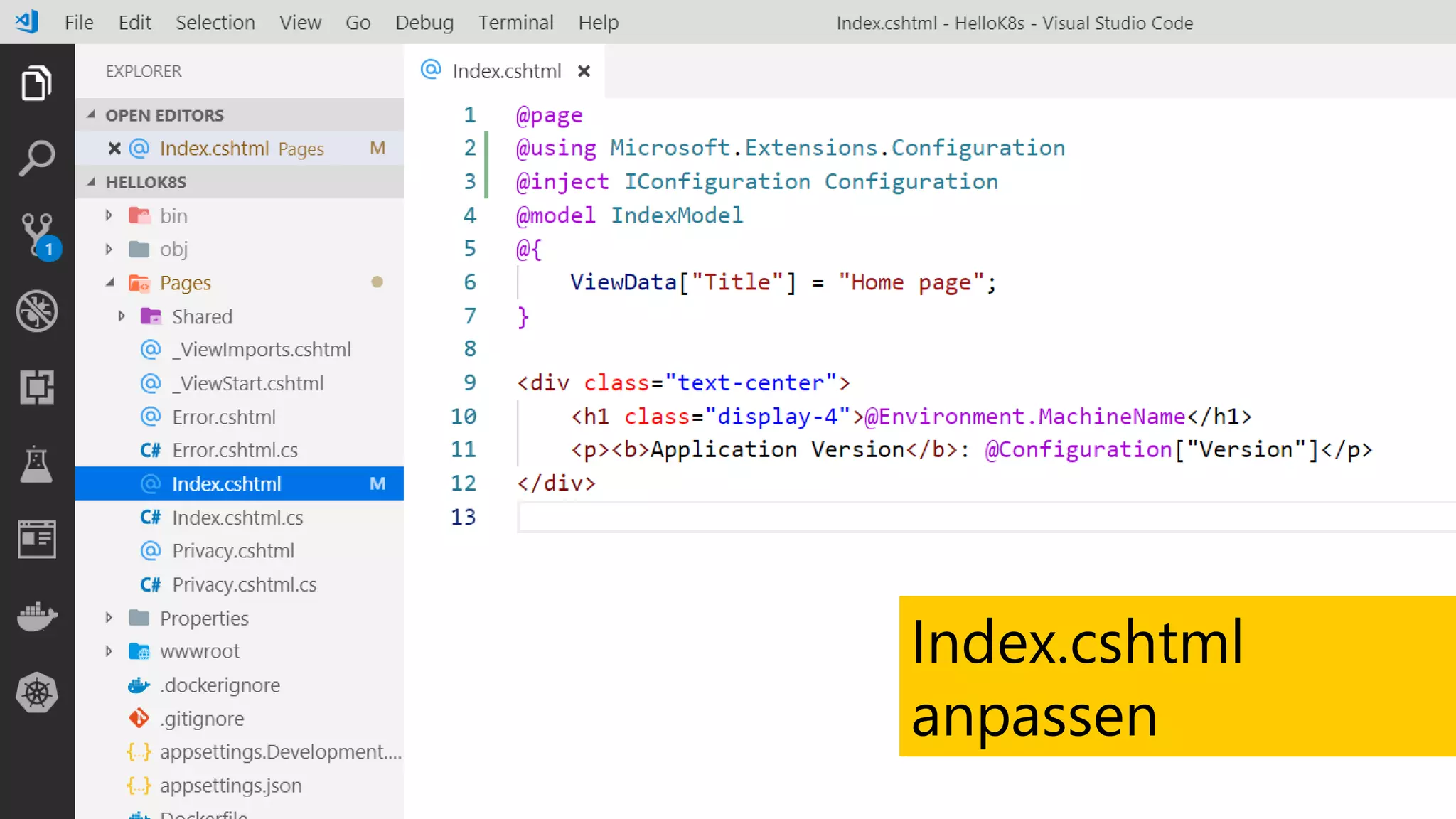 Index.cshtml
anpassen
 