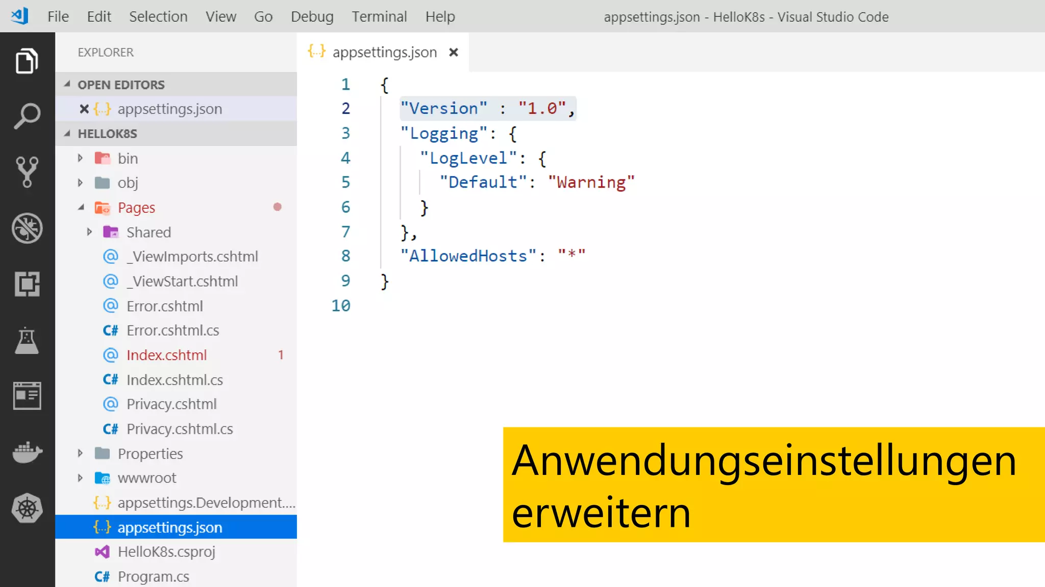Anwendungseinstellungen
erweitern
 