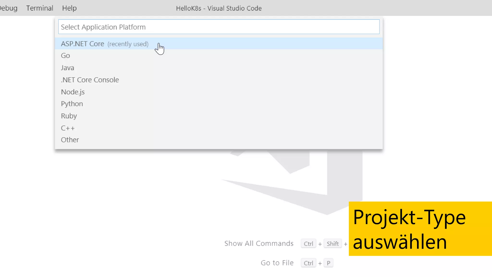 Projekt-Type
auswählen
 