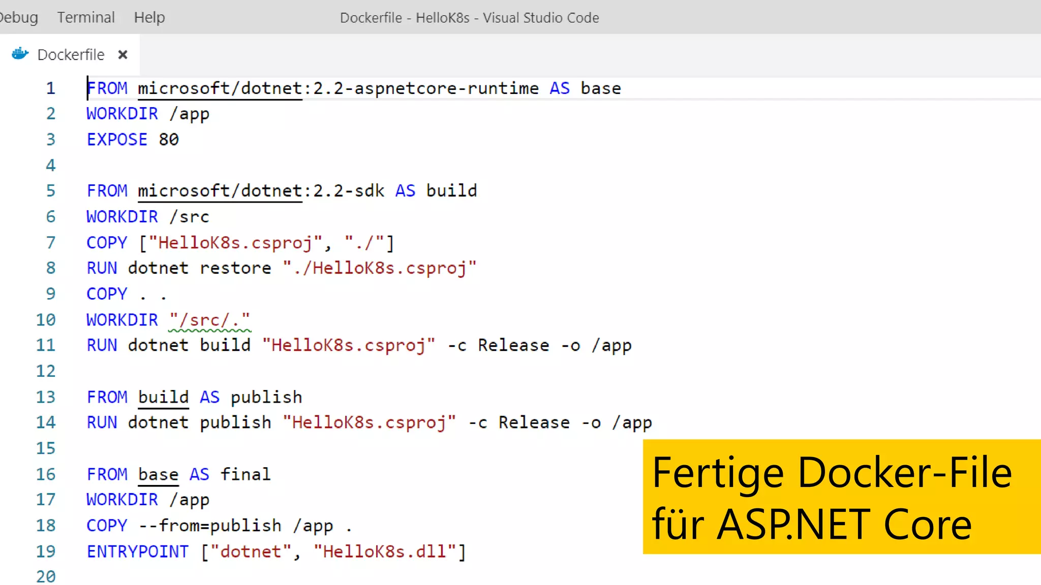 Fertige Docker-File
für ASP.NET Core
 