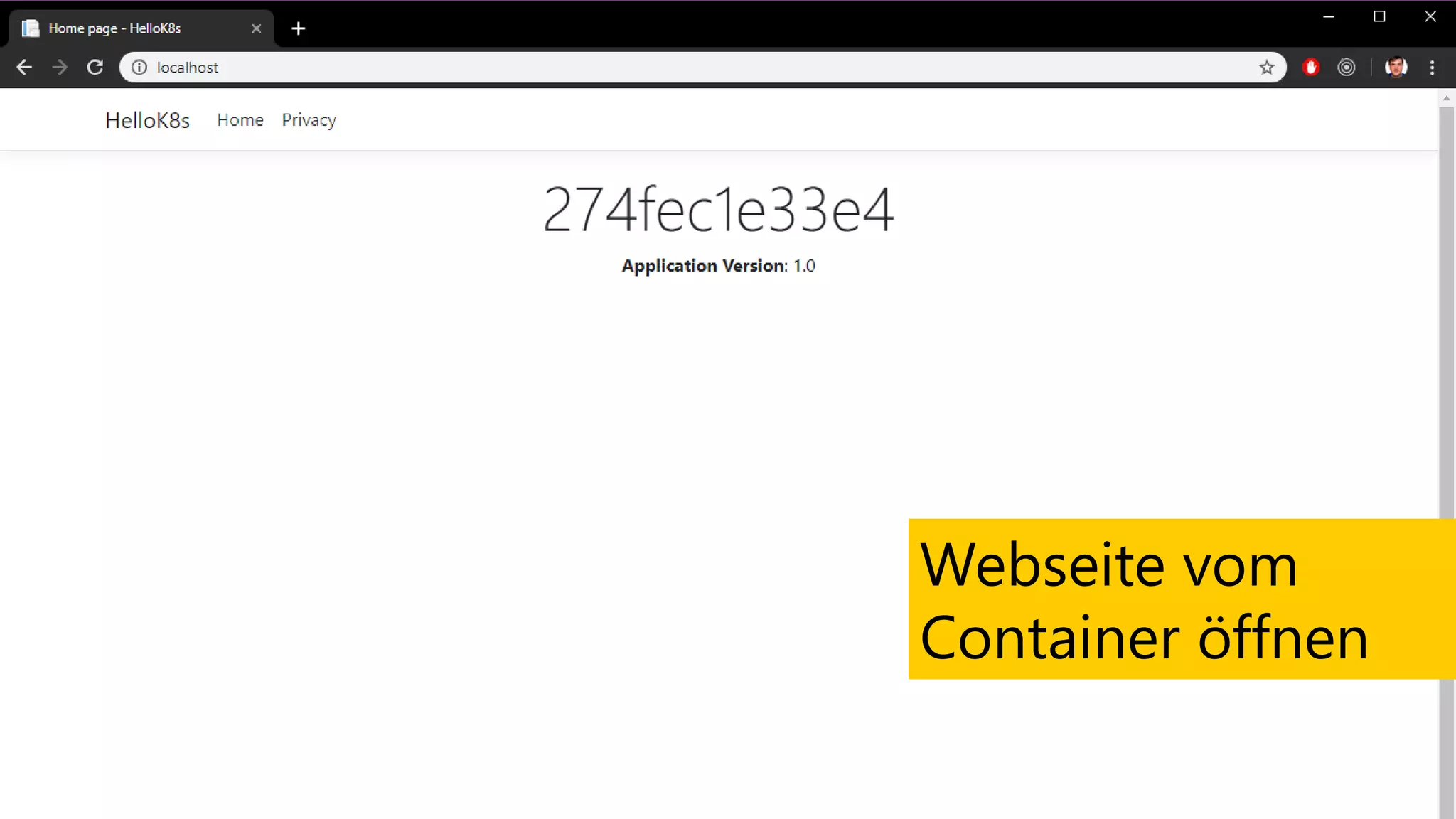 Webseite vom
Container öffnen
 