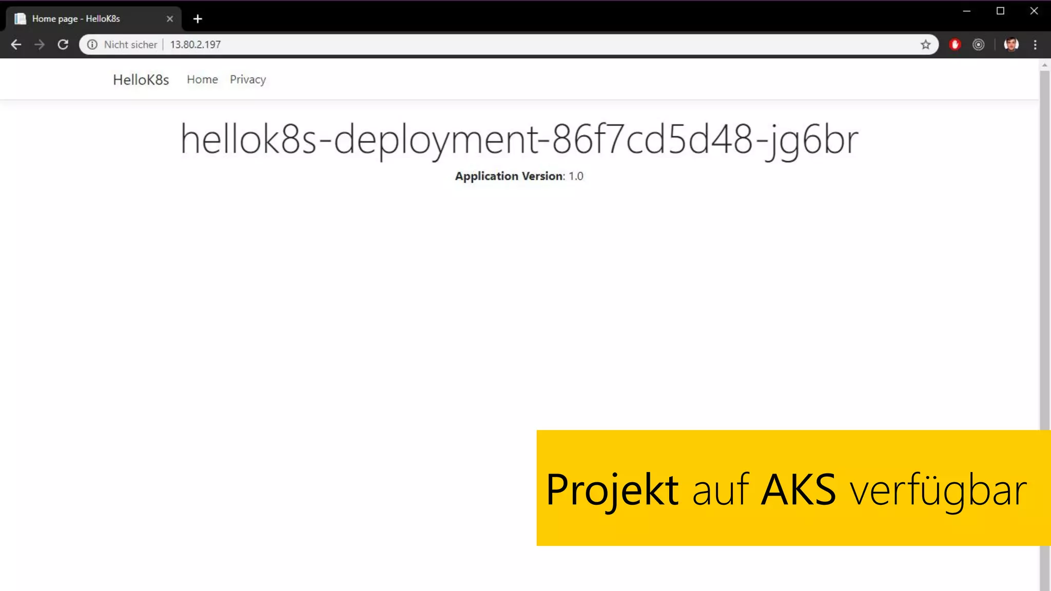 Projekt auf AKS verfügbar
 