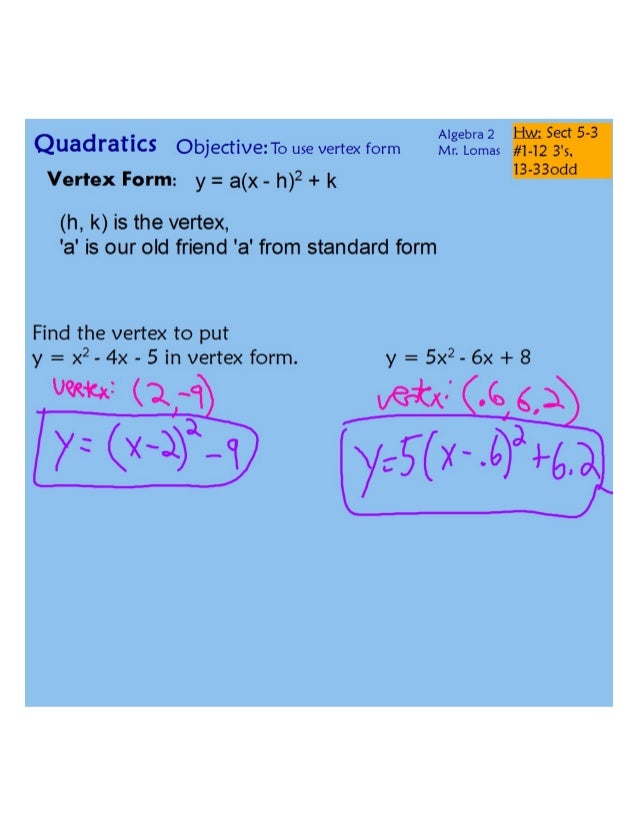 Vertex Form Pdf