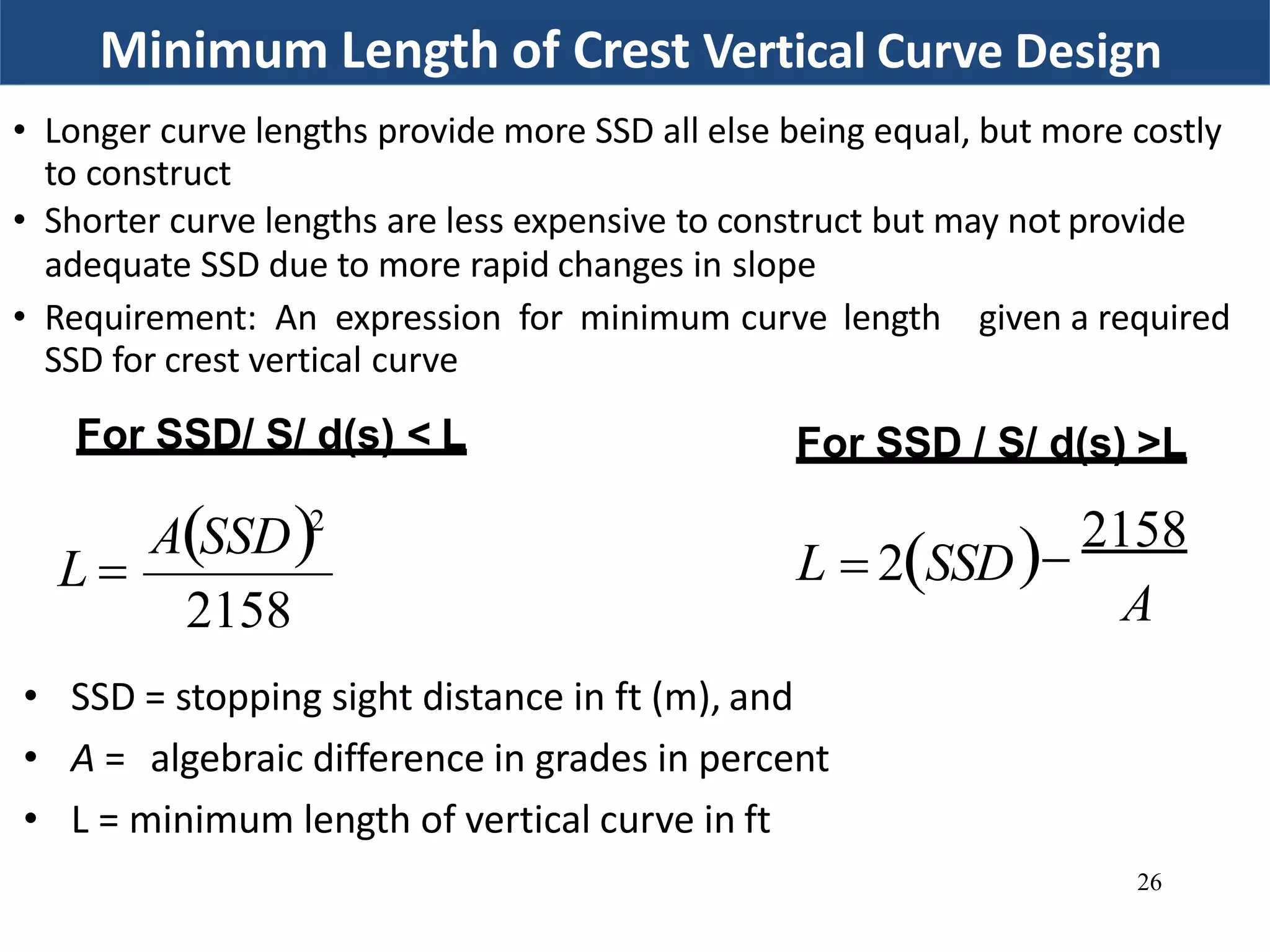 Vertical alignment of highway (transportation engineering) | PPTX