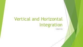 Vertical and Horizontal
Integration
Industries
 
