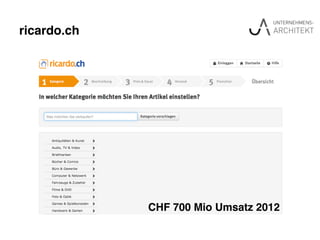 ricardo.ch"
CHF 700 Mio Umsatz 2012"
 
