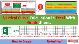 Vertical Curve Calculation in Excel With
Grade Sheet.
How to Create Urdu/HindiHow to Create Urdu/Hindi
 
