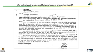 Complication tracking and Referral system strengthening GO
 