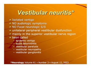 Vertigo and peripheral vestibular disorders