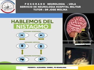 P O S G R A D O NEUROLOGIA - UDLA
SERVICIO DE NEUROLOGIA HOSPITAL MILITAR
TUTOR : DR JOSE MOLINA
PRESENTA : ALEXANDRA CHIMBO, .PG NEUROLOGIA
 