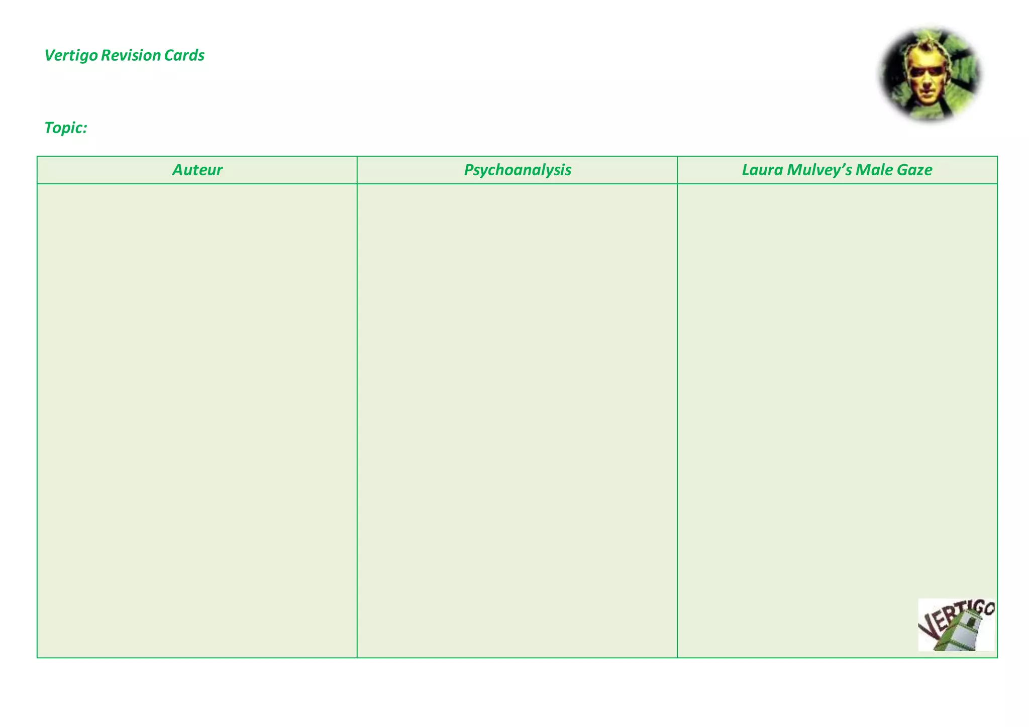 Revison Card Examples Vertigo revision cards template | DOCX
