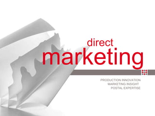 marketing direct PRODUCTION INNOVATION MARKETING INSIGHT  POSTAL EXPERTISE 