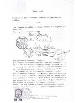 Vertrag SV Bürmoos mit Gemeinde Bürmoos