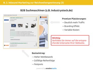 B. 2. Inbound Marketing zur Reichweitengewinnung (3)
powered by amadeomedia
B2B Suchmaschinen (z.B. industrystock.de)
Prem...