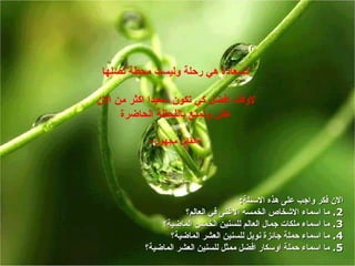 السعادة هي رحلة وليست محطة تصلها لاوقت افضل كي تكون سعيدا اكثر من الان عش وتمتع باللحظة الحاضرة - القائل مجهول - الان فكر واجب على هذه الاسئلة : ما اسماء الاشخاص الخمسة الاغنى في العالم؟ ما اسماء ملكات جمال العالم للسنين الخمس الماضية؟ ما اسماء حملة جائزة نوبل للسنين العشر الماضية؟ ما اسماء حملة اوسكار افضل ممثل للسنين العشر الماضية؟ 