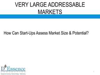 VERY LARGE ADDRESSABLE
MARKETS
1
How Can Start-Ups Assess Market Size & Potential?
 