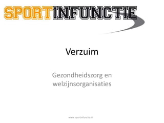 Verzuim
Gezondheidszorg en
welzijnsorganisaties
www.sportinfunctie.nl
 