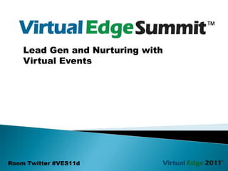 Lead Gen and Nurturing with  Virtual Events Room Twitter #VES11d 