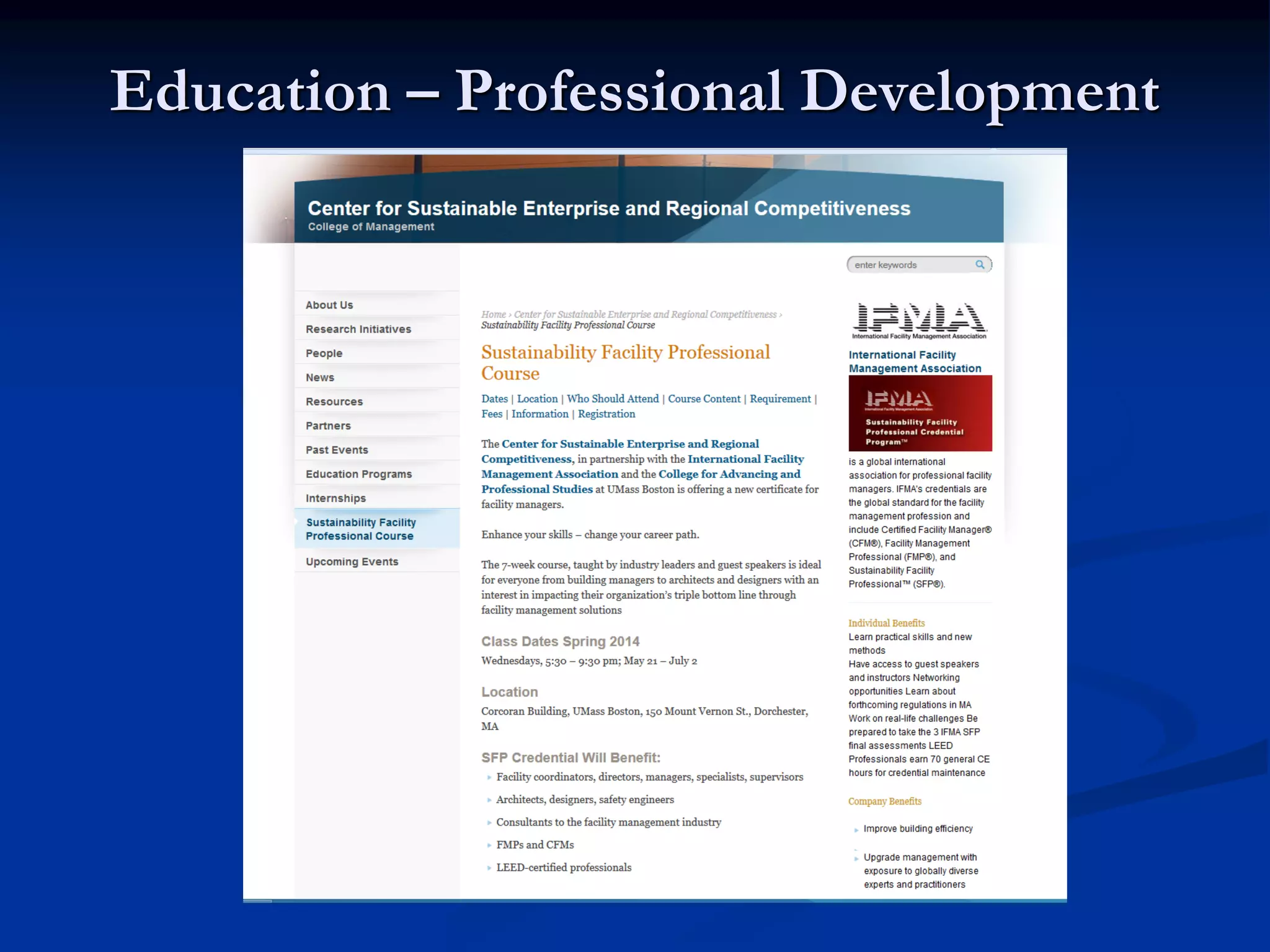 Education – Professional Development
 