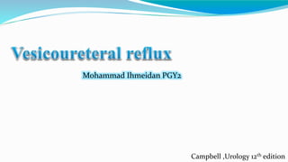 Mohammad Ihmeidan PGY2
Campbell ,Urology 12th edition
 