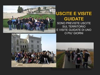 USCITE E VISITE
GUIDATE
SONO PREVISTE USCITE
SUL TERRITORIO
E VISITE GUIDATE DI UNO
O PIU’ GIORNI
 