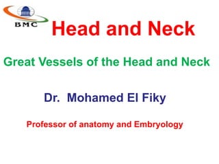 Head and Neck
Great Vessels of the Head and Neck
Dr. Mohamed El Fiky
Professor of anatomy and Embryology
 