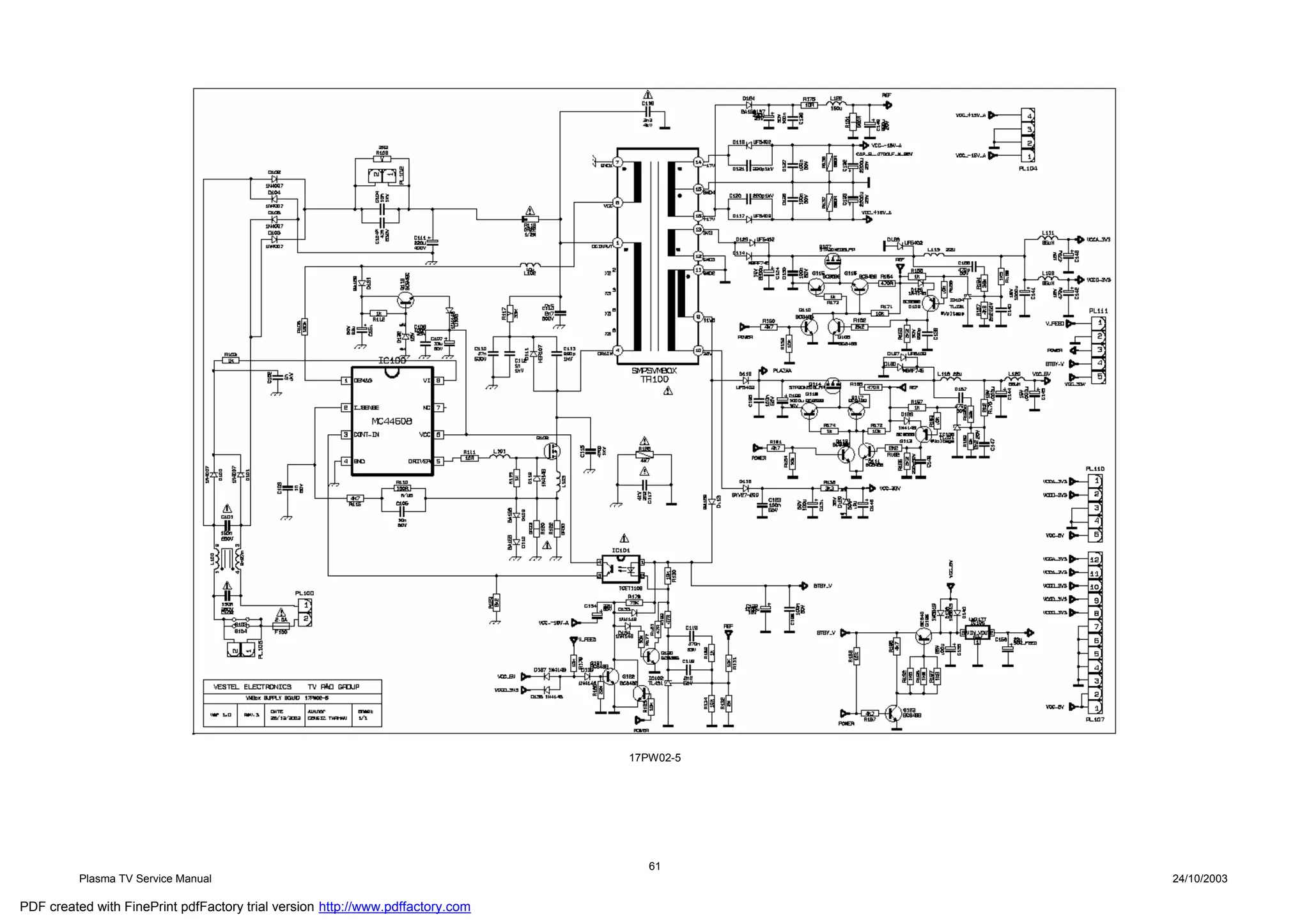 17PW02-5




                                                                                   61
          Plasma TV Service Manual                                                         24/10/2003

PDF created with FinePrint pdfFactory trial version http://www.pdffactory.com
 