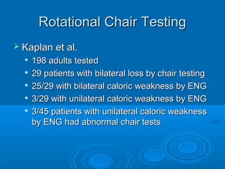 Normal Rotation Chair Results vertigo and the Vestibular system | PPT