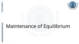 medicoseacademics@gmail.com
0310-7990649
Maintenance of Equilibrium
 