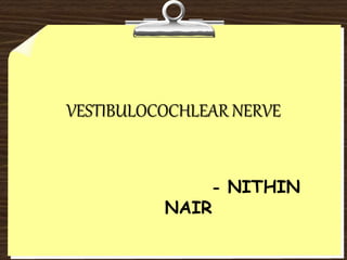 VESTIBULOCOCHLEAR NERVE
- NITHIN
NAIR
 