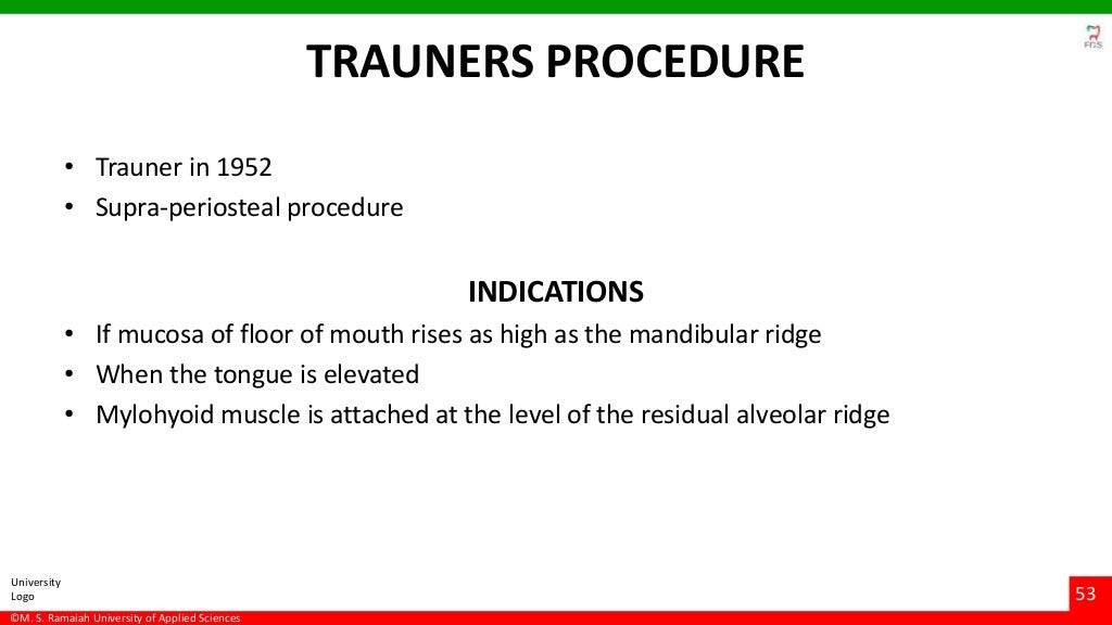 Vestibuloplasty ridge extension procedures