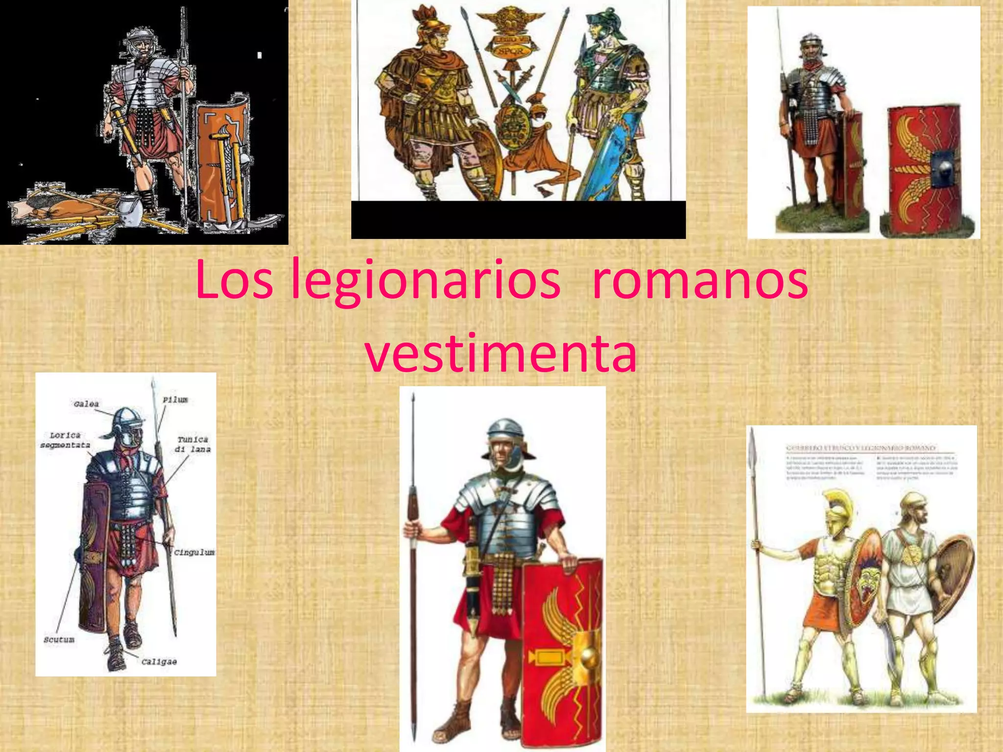 Vestidos de los gladiadores y soldados romanos