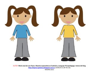 AUTOR: María José de Luis Flores. Maestra especialista en Audición y Lenguaje-Psicopedagoga. Autora del blog
http://lapsico-goloteca.blogspot.com.es LICENCIA CC (BY-NC-SA)
MADRID 2015
 