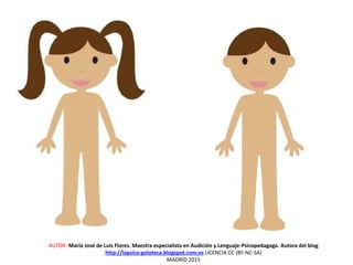 AUTOR: María José de Luis Flores. Maestra especialista en Audición y Lenguaje-Psicopedagoga. Autora del blog
http://lapsico-goloteca.blogspot.com.es LICENCIA CC (BY-NC-SA)
MADRID 2015
 