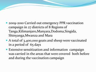 Experience and scaling up ECF immunization delivery in Tanzania 